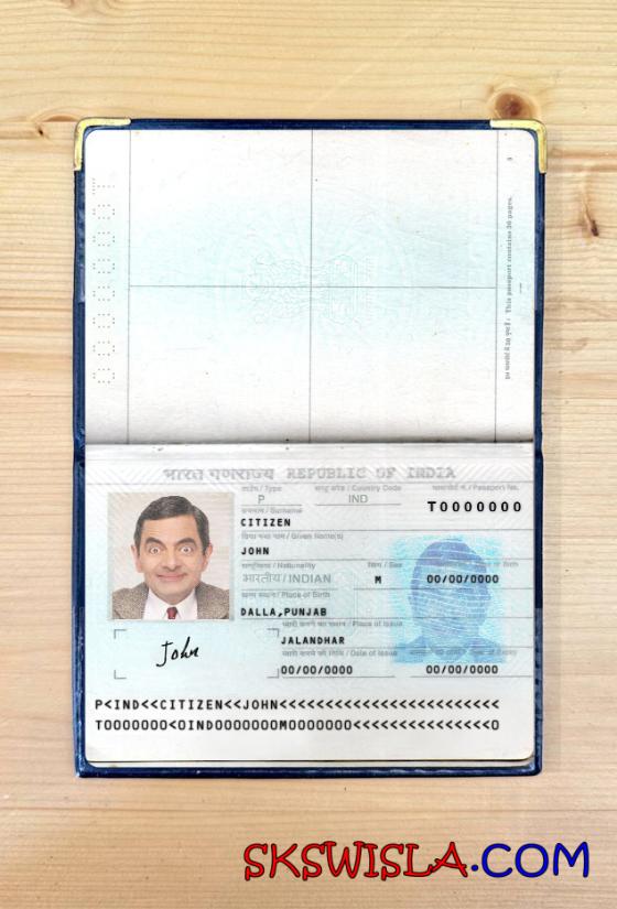 Indie paszport nowa wersja 2 strony fotowygląd 1